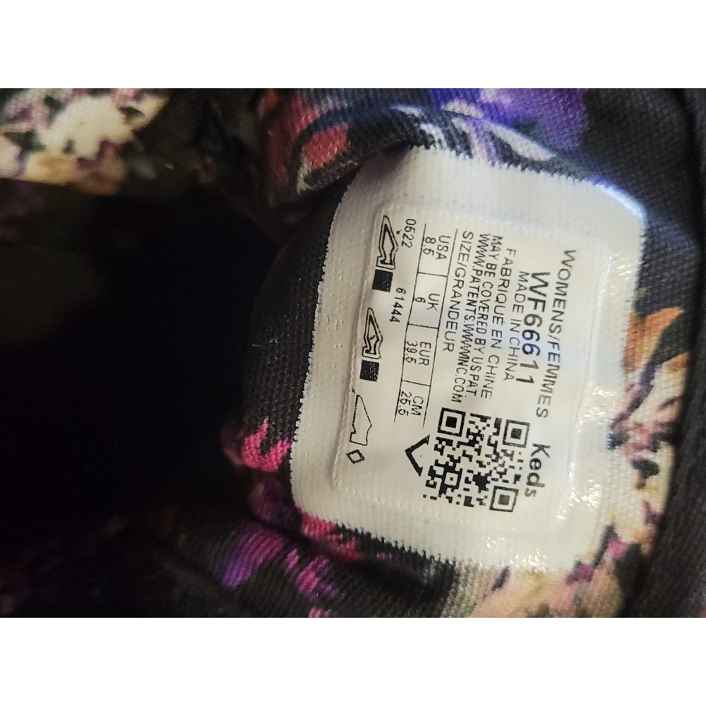 Keds Kickstart Hi Black Canvas Floral Lining High Top Sneakers Womens 8.5 - Picture 5 of 5